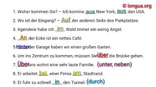 A1 A2 B1 Übungen  Deutsch lernen  Präpositionen Dativ oder Akkusativ Wechselpräpositionen wo [upl. by Llehsad]