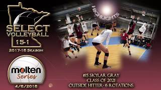 040818  201718 MN Select Volleyball 151’s Skylar Gray 15 Highlights from Molten Series 5 [upl. by Rori530]