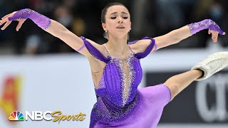 Valieva breaks her own record with incredible short program at European Championships  NBC Sports [upl. by Tarsuss]