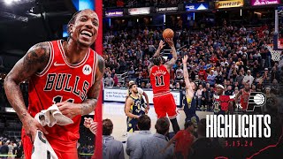 HIGHLIGHTS Chicago Bulls beat Pacers 132129 in OT behind DeMar DeRozans 46 points [upl. by Anayhd]