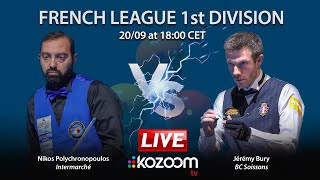 3CUSHION French League 20242025  INTERMARCHÉ Nikos POLYCHRONOPOULOS vs SOISSONS Jeremy BURY [upl. by Navinod]