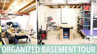 Basement Organization Ideas and Organized Basement Tour [upl. by Lura917]