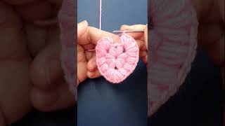 Easy Crochet How to Crochet the shell puff stitch Crochet a Heart Puff stitch motif Shorts [upl. by Raff]