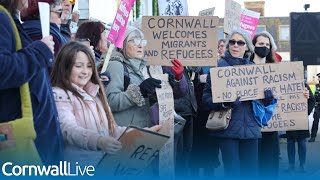 Live from Cornwall asylum seeker protest in Newquay [upl. by Einattirb86]