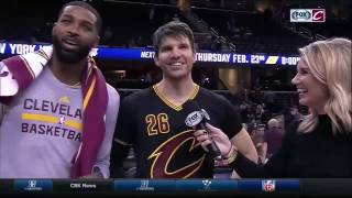 Kyle Korver talks first Cavs dunk then Tristan Thompson jumps in  FOX SPORTS OHIO [upl. by Laurella]