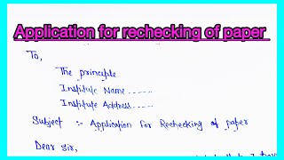 Application for rechecking paper  exam paper rechecking application  kids study paper rechecking [upl. by Steffi]