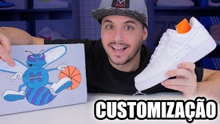 Customização Air Force 1 Branco NBA Charlotte [upl. by Bab204]