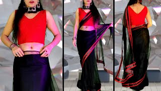 How To Wear Net Saree Easily  Net Saree Draping To Look Beautiful [upl. by Iphigeniah]