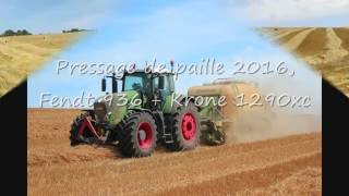 Pressage de paille 2016 Fendt 936 s4  Krone BigPac 1290xc [upl. by Avad328]