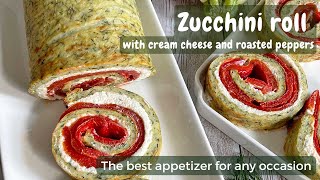 Zucchini roll with cream cheese and roasted peppers  a delicious and glutenfree [upl. by Dajma]