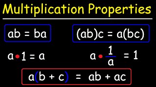 Multiplication Properties  Commutative Associative Inverse Identity Distributive  Algebra [upl. by Odlanir234]