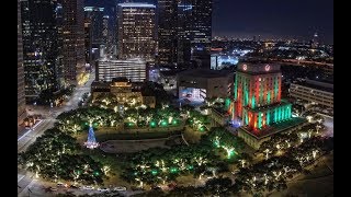 Houston Drone Christmas Skylines Medley  2017  4K [upl. by Abra]