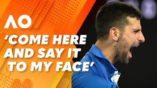 Novak Djokovic’s emotional OUTBURST at heckling fan 2024 Australian Open  Wide World of Sports [upl. by Atinar]