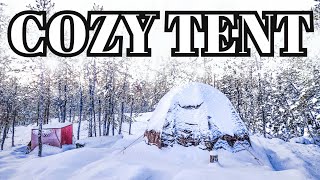 COZY HOT TENT in FREEZING WEATHER BEST HOT TENT for WINTER CAMPING [upl. by Richy]