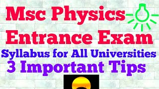 msc physics entrance exam syllabus Important tips [upl. by Tayler]