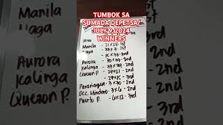 Tumbok sa Sumada depetsa July 9 2024 winners Congratulations winners🔥🔥🔥 [upl. by Tilagram]