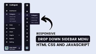 Responsive Dropdown Sidebar Menu using HTML CSS and JavaScript  Side Navigation Bar [upl. by Eitsim]