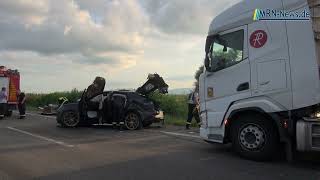 Rhein Pfalz Kreis  A65 schwerer Unfall mit LKW Hähnchengrill und Porsche [upl. by Oiratno]