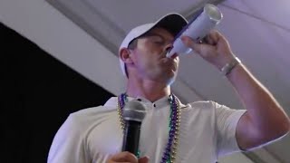 Rory McIlroy chugs beer and belts out karaoke classic in wild golf celebrations [upl. by Leiand265]