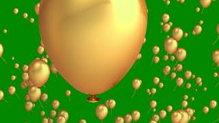 Gold Balloons Flying Green Screen  Free Stock Footage [upl. by Carolin]