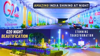 New India  G20 Delhi Roads Night Beautification  Amazing India Shining at Night  Delhi Airport [upl. by Yevette]