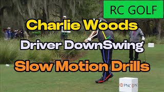 Charlie Woods Golf Driver Swing Downswing Drills Slow Motion Reverse Engineering 2023 PNC [upl. by Nylegna424]