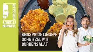 Schnelles Knusprige Linsenschnitzel mit Gurkensalat Rezept von Steffen Henssler [upl. by Citarella273]