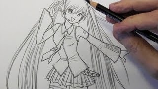 How to Draw Hatsune Miku Pt 1 Line Placement [upl. by Doowrehs]