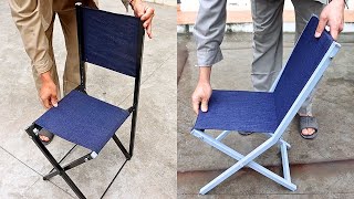 2 Great ideas for a chair with a unique smart folding backrest  DIY smart folding metal chair [upl. by Kayne]