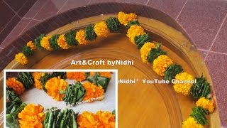 How to Make DIY Fresh Marigold Flower amp Asopalav Leaf Toran Wall Hanging Tutorial [upl. by Etnor]