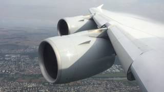 A380 extending Slats on Approach Frankfurt Airport ex San Francisco [upl. by Aiahc]