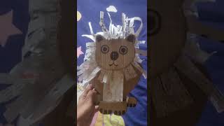 Lion from waste craft from waste cardboard and calendar paper  craftfromwasteideas [upl. by Anaed510]