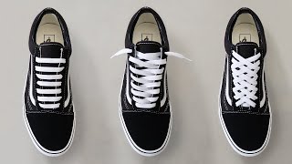 How To Lace Vans Old Skools 3 Ways w ON FEET  Top Shoe Lace Styles [upl. by Tranquada189]