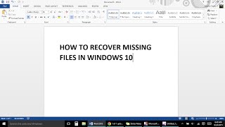 HOW TO RECOVER MISSING FILES in WINDOWS 10 [upl. by Aileno]