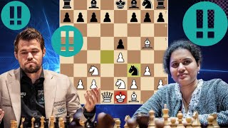 Aggressive Magnus play against Women chess Grandmaster Koneru Humpy [upl. by Elam]