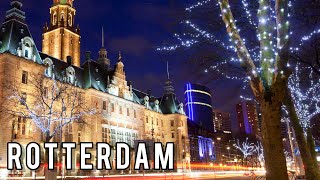 🎄Rotterdam Christmas Lights 2023 Rotterdam Night Walk 4K [upl. by Grory979]