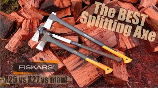 The BEST Wood Splitting AXE  FISKARS X25 VS X27 VS Maul [upl. by Anilorac72]