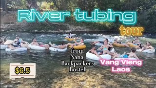 Crazy river tubing in Laos Vang Vieng 65 Nanas Backpackers Hostel Free whiskey [upl. by Magee]