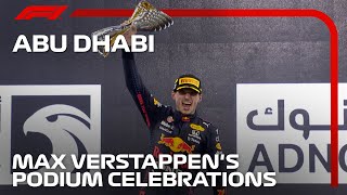 Verstappen Celebrates Maiden Title Win On Podium  2021 Abu Dhabi Grand Prix [upl. by Linzy]