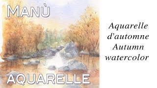 Aquarelle dautomne Autumn watercolor true painting [upl. by Kane]