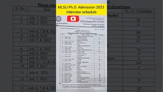 GOOD NEWS😁 Mlsu PhD admission 2023 interview schedule mlsuphd phdentrance assistantprofessor [upl. by Rizzi]