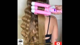 Rizadora  onduladora 3 tubos para cabello ondas de sirena [upl. by Nicoline]