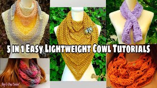 Crochet cowl tutorial  5 in 1 easy crochet cowl  Bag O Day Crochet [upl. by Orecic]