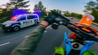 ILLEGAL Supermoto WILDOUT  POLICE GETAWAY [upl. by Boulanger]