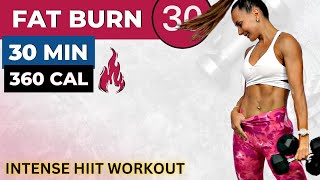 30MIN INTENSE HIIT WORKOUT  ABS metabolic workout with weights for weight loss  FAT BURN 30 1 [upl. by Lamar175]