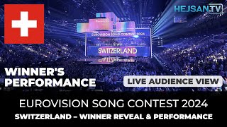 Eurovision 2024  Grand Final Live Show 🇨🇭 Switzerland Winner reveal amp performance Audience view [upl. by Allez]