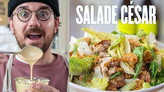 La recette de la fameuse salade César sauce maison croutons pickles etc  🥬🔥 [upl. by Beka]