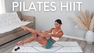 15 MIN FULL BODY PILATES HIIT  AtHome Workout With Weights Warm Up amp Cool Down Included [upl. by Biggs443]