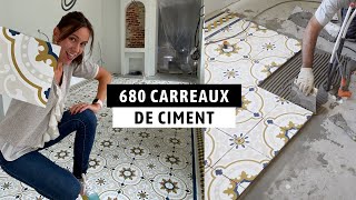 680 CARREAUX DE CIMENT  ON POSE LE SOL DE LA CUISINE EP31 [upl. by Eidak]