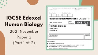 2021 November Paper 2 IGCSE Human Biology 4HB1  Part 1 of 2 Q1Q4 [upl. by Proctor]